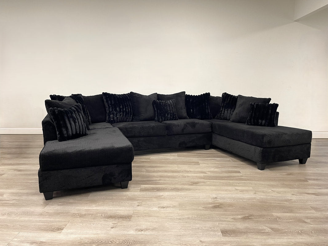 411 Black Double Chaise Sectional HH
