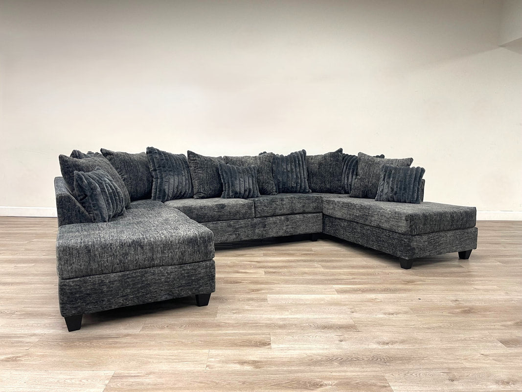 411 Charcoal Double Chaise Sectional HH