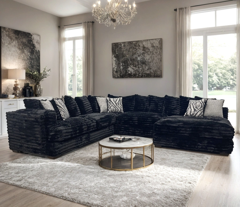 880 Black Oversized Sectional HH