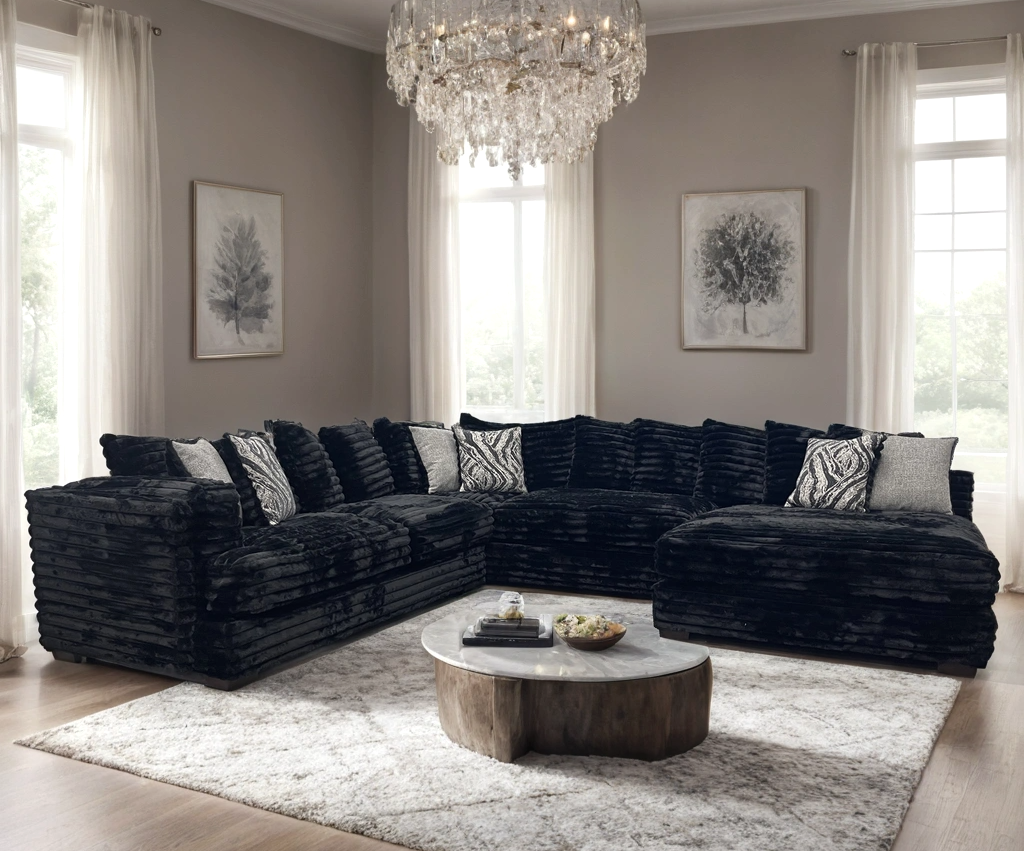 880 Black Oversized Sectional HH