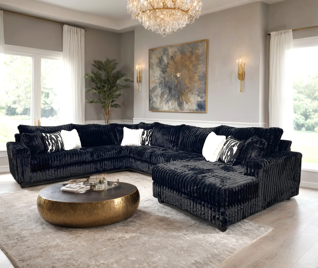 9900 Black 4PC Oversized Sectional HH