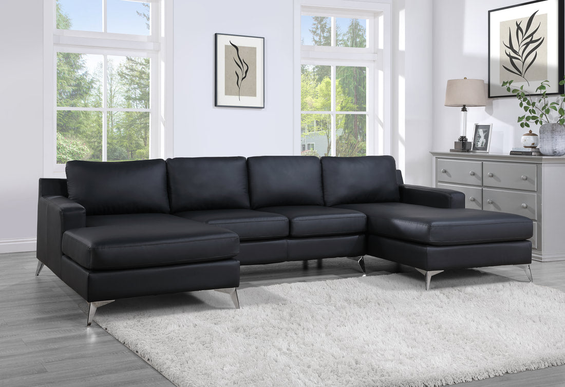 Candace Black Double Chaise Sectional HH