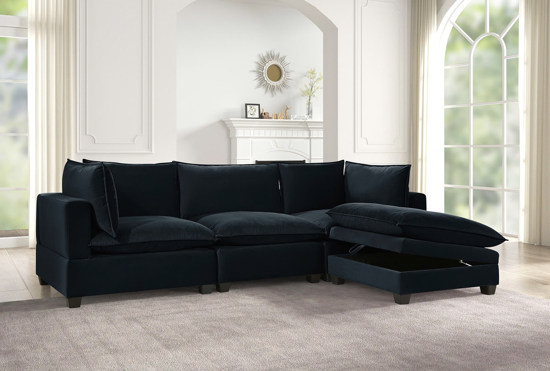 Cloud2 Black Velvet Modular Sectional HH