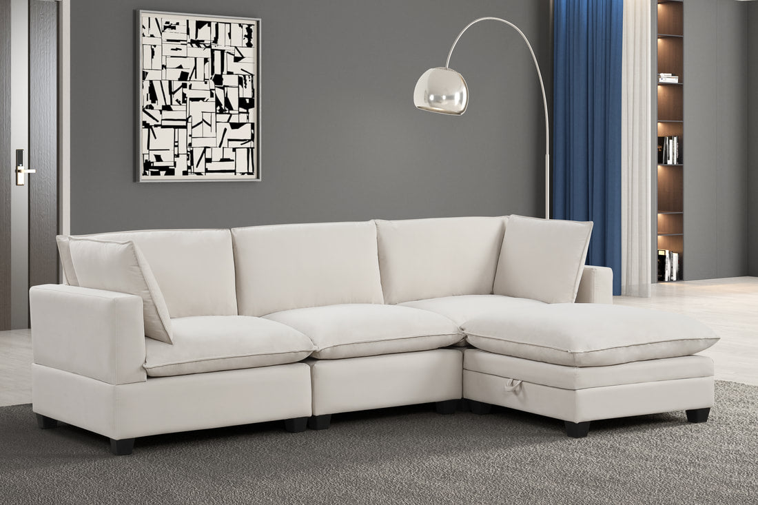 Cloud2 Cream Velvet Modular Sectional HH