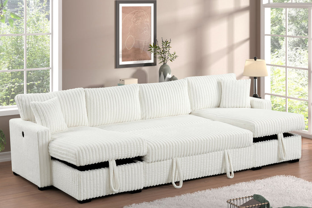 July Beige Double Storage Chaise Sectional HH