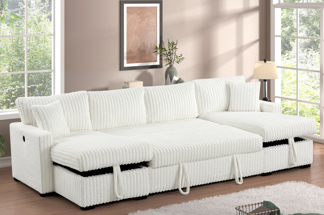 July Beige Double Storage Chaise Sectional HH