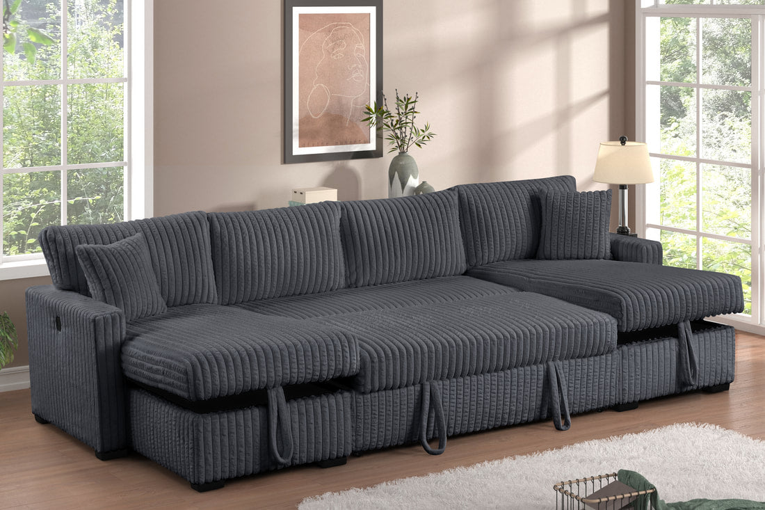 July Charcoal Double Storage Chaise HH