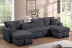 July Charcoal Double Storage Chaise HH