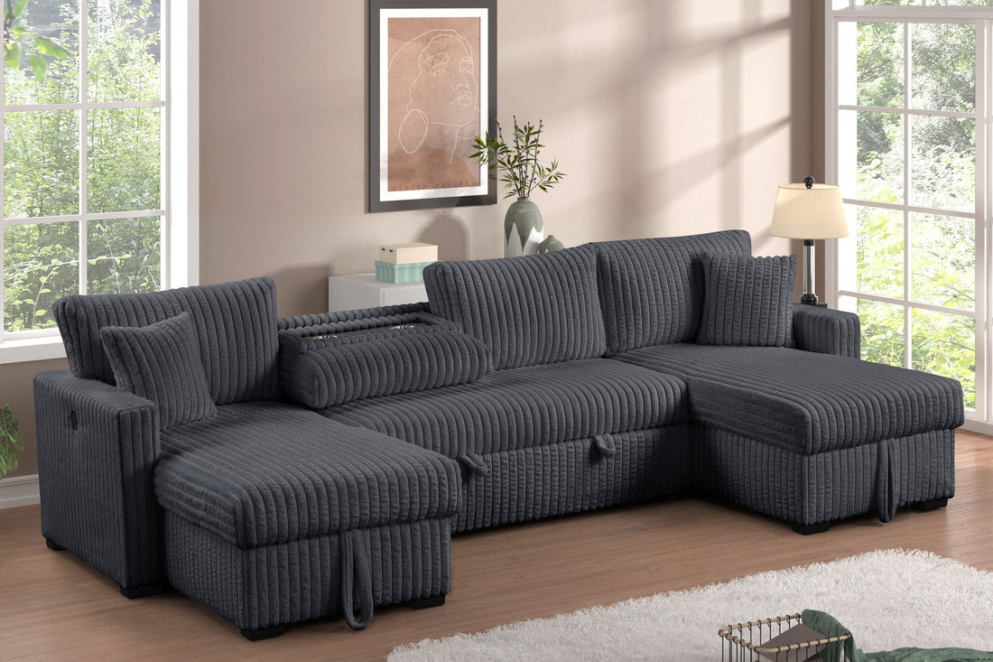 July Charcoal Double Storage Chaise HH