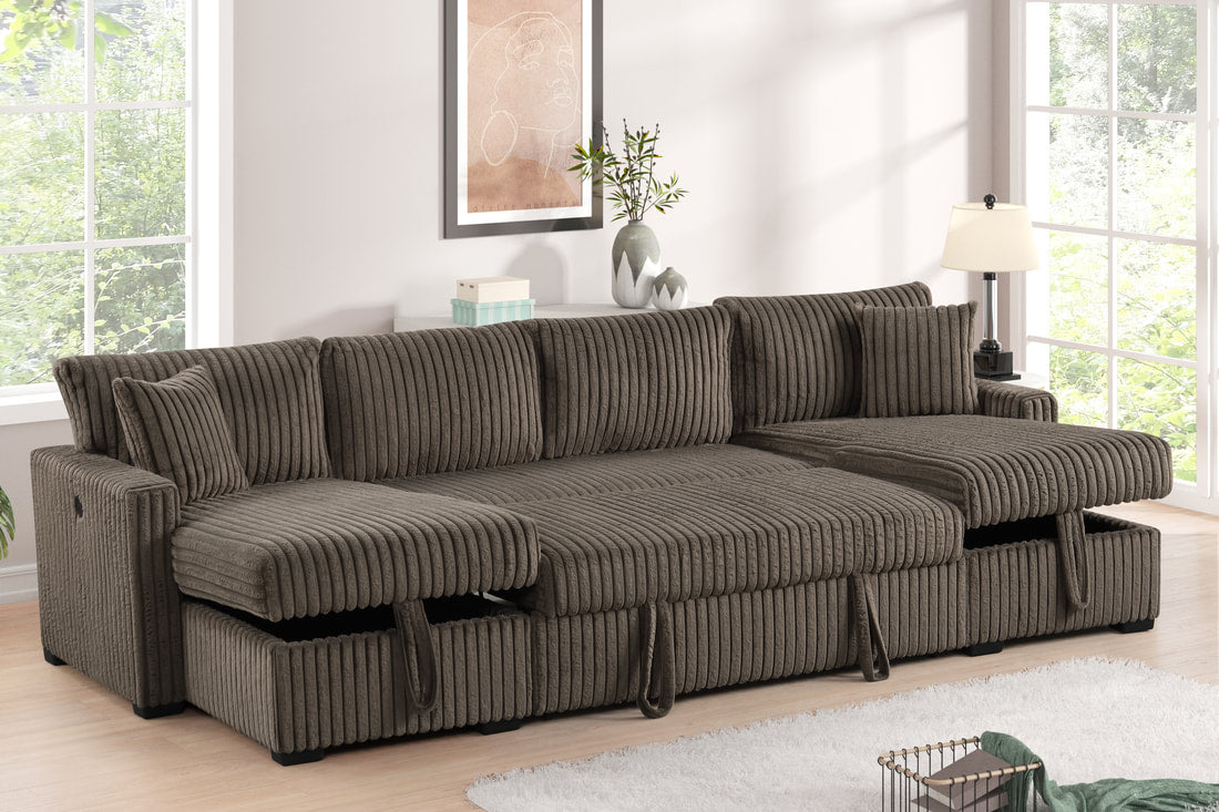 July Mocha Double Storage Chaise Sectional HH