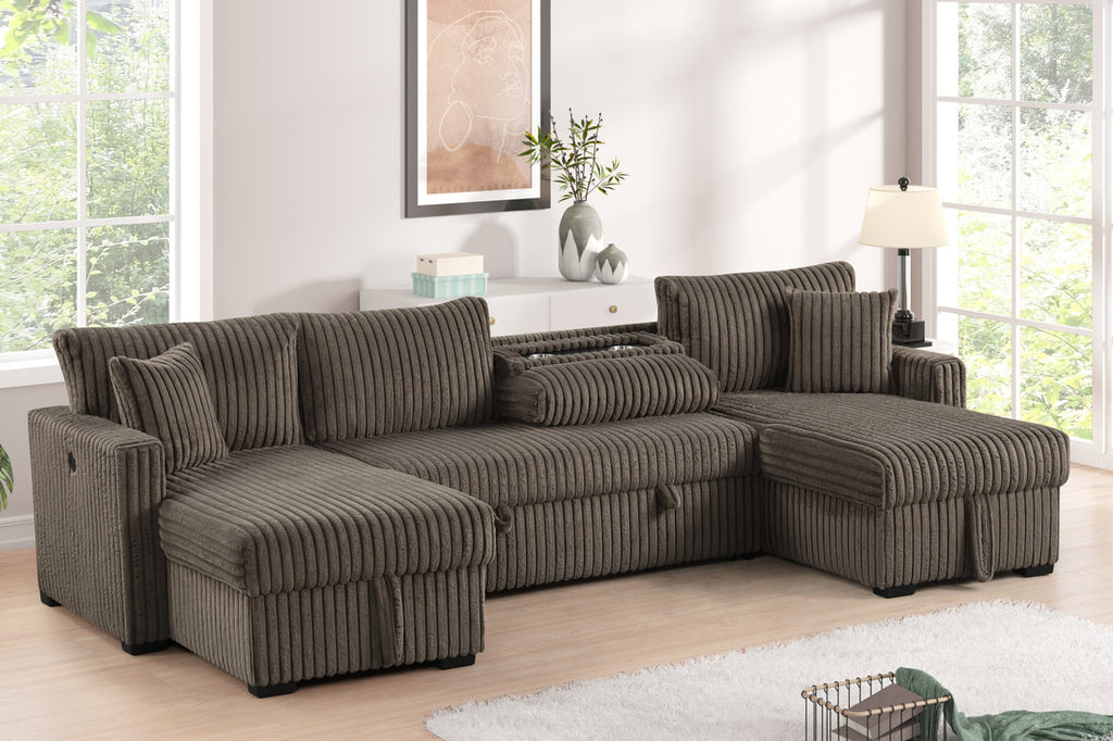 July Mocha Double Storage Chaise Sectional HH