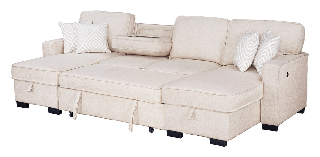 Sahara Beige - Double Storage Chaise Sectional HH