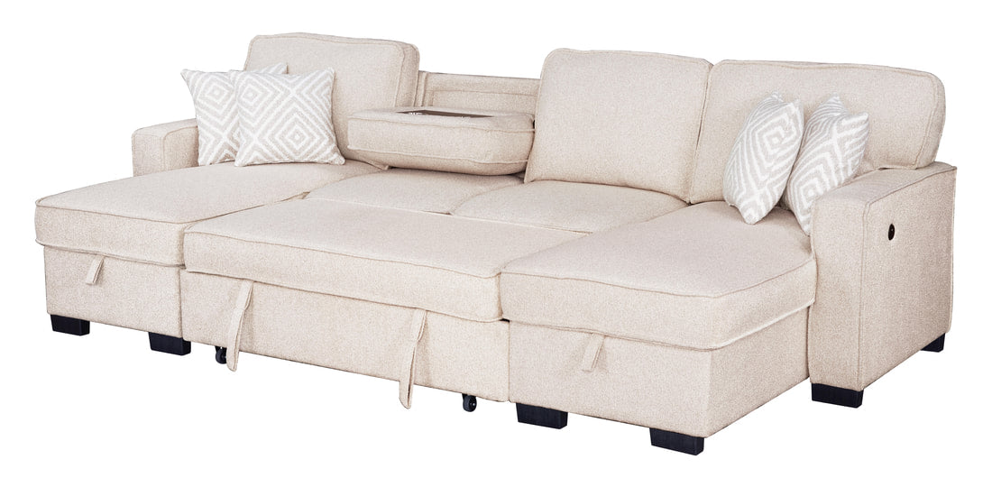 Sahara Beige - Double Storage Chaise Sectional HH