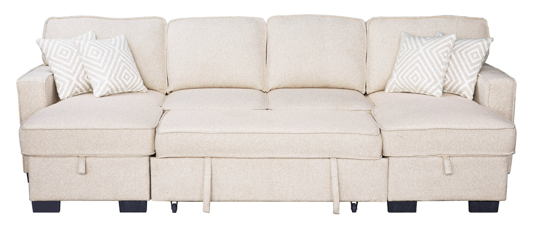 Sahara Beige - Double Storage Chaise Sectional HH