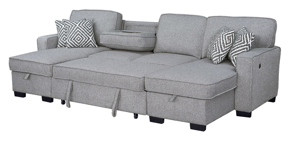 Sahara Gray Double Storage Chaise Sectional HH