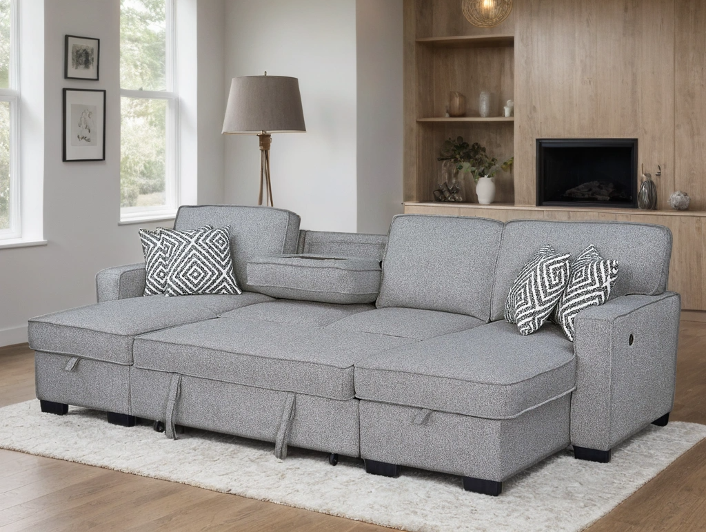 Sahara Gray Double Storage Chaise Sectional HH