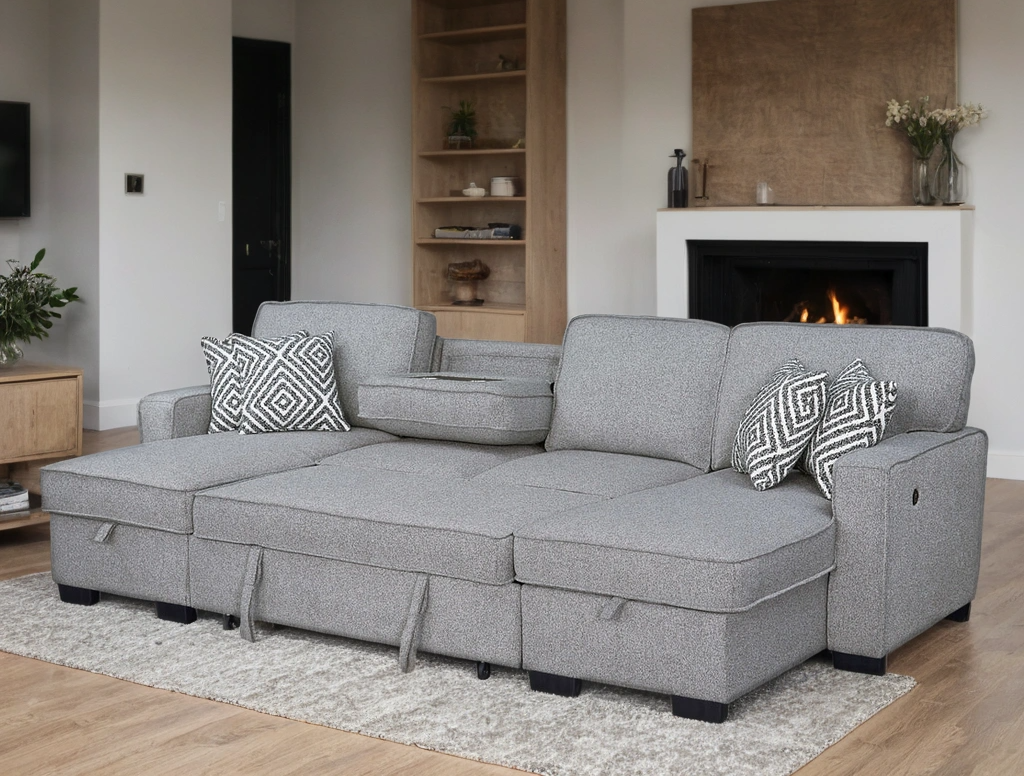 Sahara Gray Double Storage Chaise Sectional HH