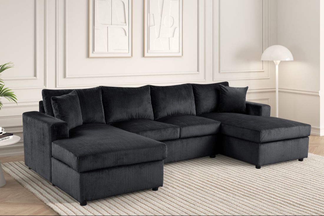Terasa Black Double Chaise Sectional HH
