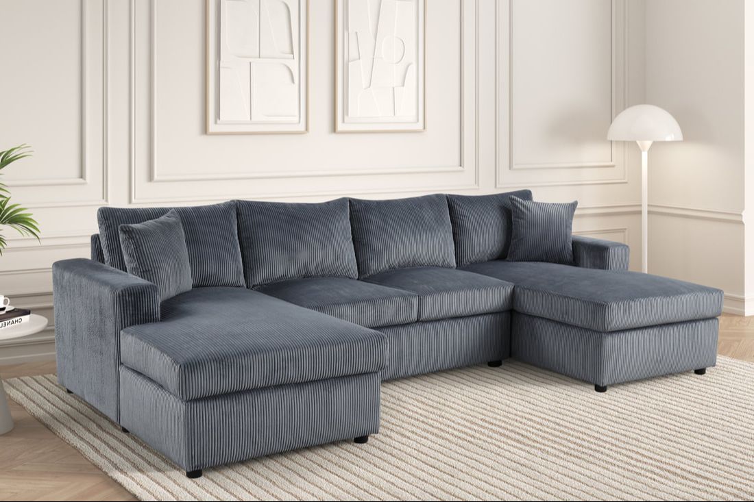 Terasa Gray Double Chaise Sectional HH