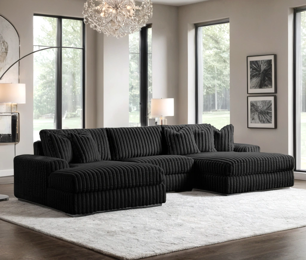 XL Sunday2 - Black 3PC Sectional HH